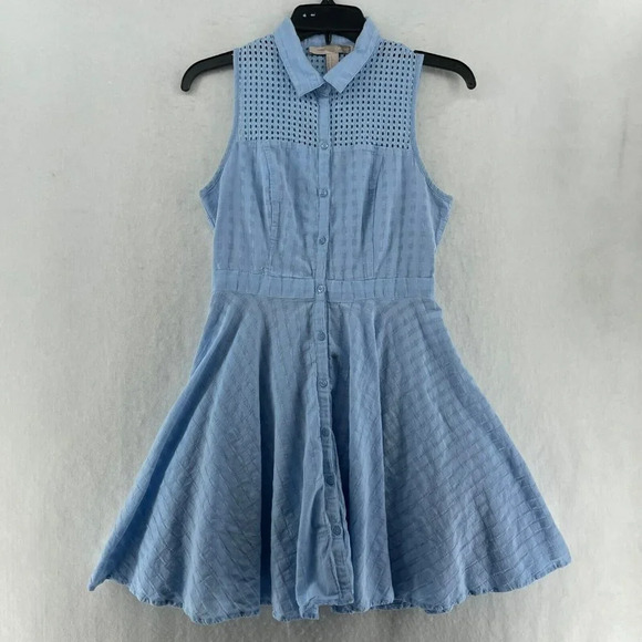 Forever 21 Dresses & Skirts - Forever 21 Dress Women's Size S Light Blue Striped Button Front Sleeveless Flare